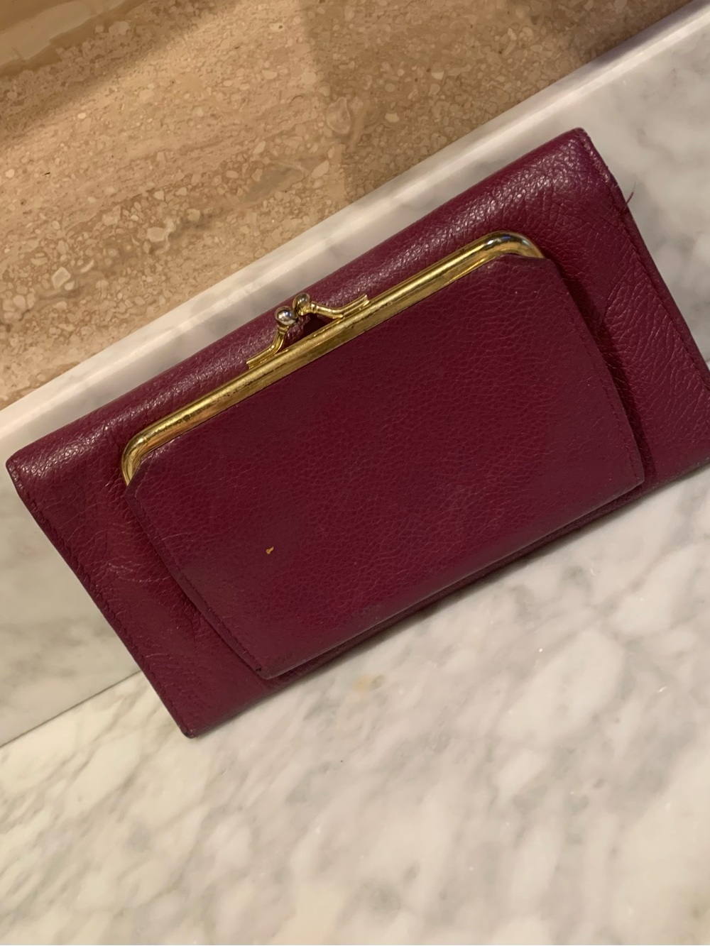 Leather Buxton Kiss Lick Wallet in Deep Burgundy